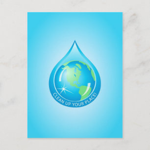 Wereldbol in Waterdruppel Briefkaart