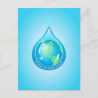 Wereldbol in Waterdruppel Briefkaart