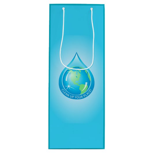 Wereldbol in Waterdruppel Wijn Cadeautas (Voorkant)