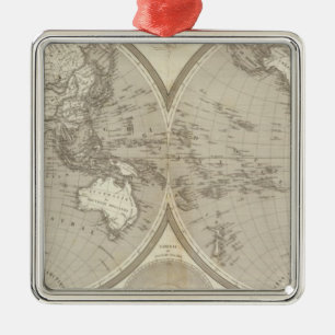 Wereldbol kaart metalen ornament