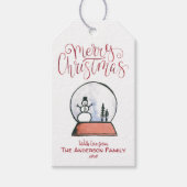 Wereldbol kerstsneeuw {RED} Cadeaulabel (Voorkant)