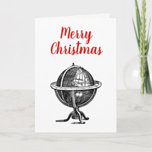 Wereldbol-lithograaftekening van de Wereld Feestdagen Kaart