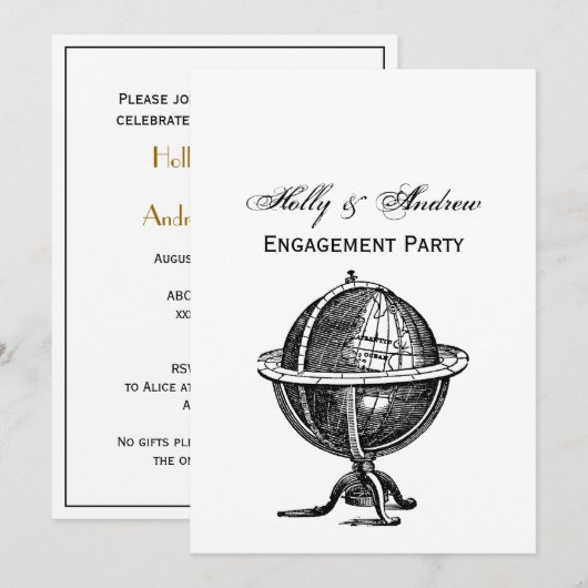  Wereldbol-lithograaftekening van de Wereld Kaart (Voorkant / Achterkant)