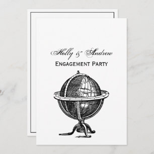 Wereldbol-lithograaftekening van de Wereld Kaart