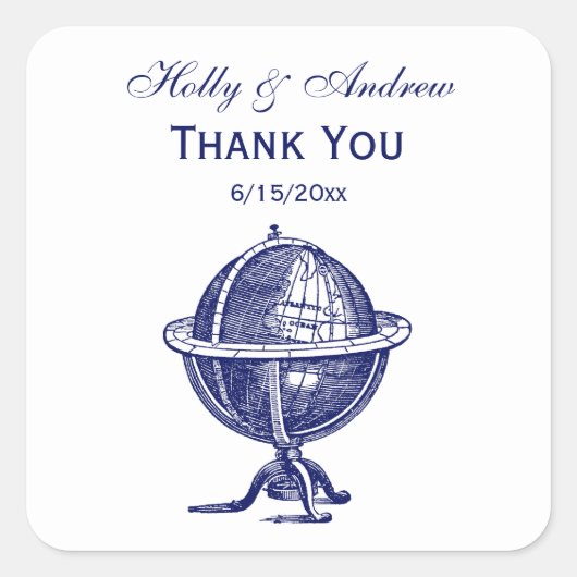  Wereldbol-lithograaftekenmarine Vierkante Sticker (Voorkant)