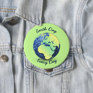 Wereldbol met blauwe vonken op Aarde personalisere Ronde Button 4,0 Cm