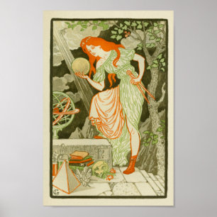 Wereldbol piramide voor vrouwelijke wetenschappers poster