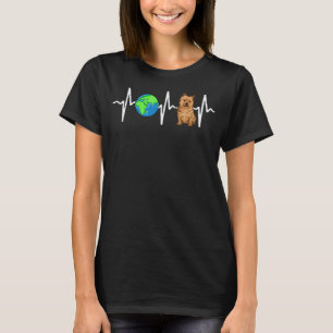 Wereldbol Planet Earth Norwich Terrier Heartbeat D T-shirt