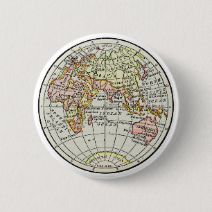 Wereldbol reizen voor Oost-Hemisphere Ronde Button 5,7 Cm