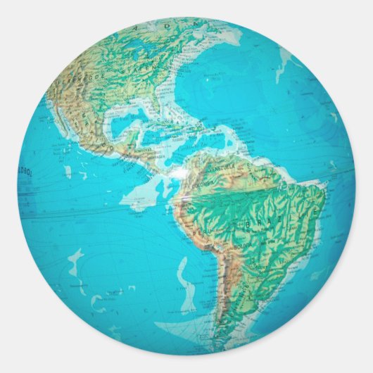 Wereldbol Ronde Sticker (Voorkant)