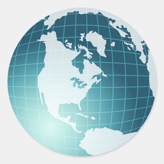 Wereldbol Ronde Sticker (Voorkant)