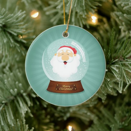 Wereldbol Santa Claus Face Keramisch Ornament (Boom)