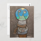 wereldbol tegen sneeuw briefkaart (Voorkant / Achterkant)