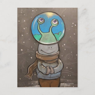 wereldbol tegen sneeuw briefkaart