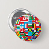 wereldbol van de knop Flags Ronde Button 5,7 Cm (Voorkant /achterkant)