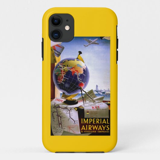 Wereldbol van Imperial Airways Case-Mate iPhone Case (Achterkant)
