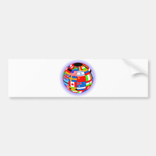 wereldbol van internationale vlaggen bumpersticker
