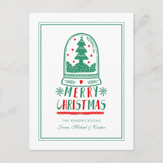 Wereldbol voor kerstFolk Art Snow Feestdagenkaart (Voorkant)