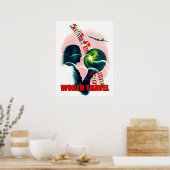 Wereldbol voor wereldreizen, vintage poster (Keuken)