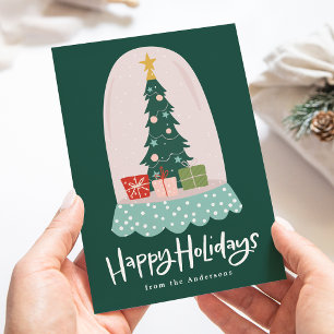 Wereldbol voor witte sneeuw, niet-foto feestdagenkaart