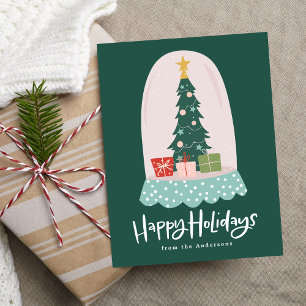 Wereldbol voor witte sneeuw, niet-foto feestdagenkaart