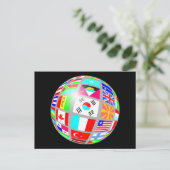wereldbol zwart briefkaart (Staand voorkant)