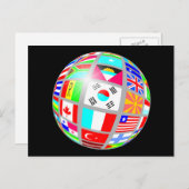 wereldbol zwart briefkaart (Voorkant / Achterkant)
