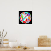 wereldbol zwart poster (Keuken)