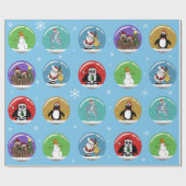 Wereldbollen met kerstsneeuw cadeaupapier (Vlak)