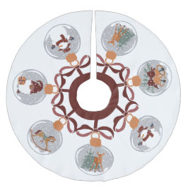 Wereldbollen sneeuwen met Snowman, Elf, Bells, Dee Kerstboom Rok