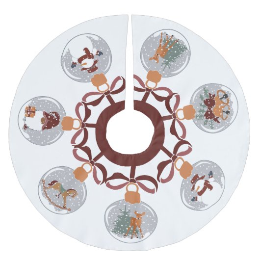 Wereldbollen sneeuwen met Snowman, Elf, Bells, Dee Kerstboom Rok (Voorkant)