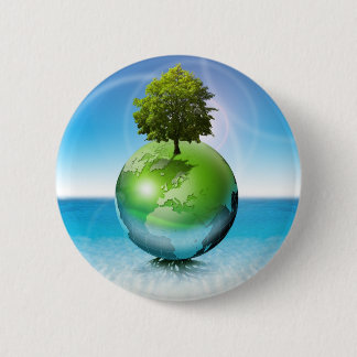 Wereldboom - ecologie ronde button 5,7 cm