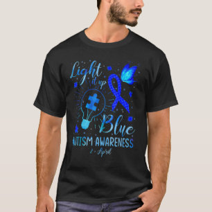 Werelddag van autisme licht blauw april op t-shirt