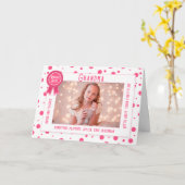 Werelddag van de beste oma roze foto grootouders kaart (Gele Bloem)