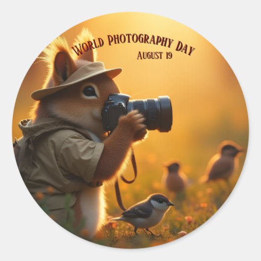 Werelddag van de fotografie ronde sticker (Voorkant)