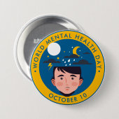 Werelddag van de Geestelijke Gezondheid, man Ronde Button 7,6 Cm (Voorkant /achterkant)