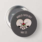 Werelddag van de Gothic Button met hartschedel (Voorkant /achterkant)