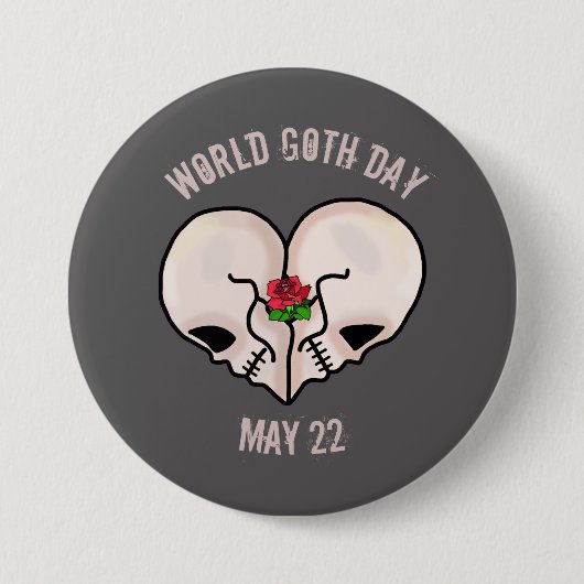 Werelddag van de Gothic Button met hartschedel (Voorkant)