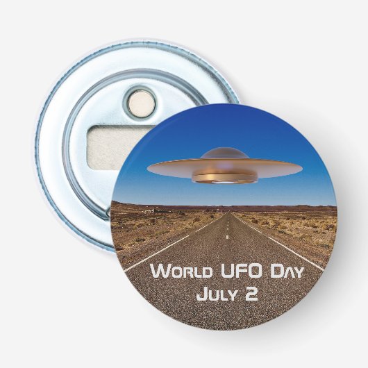 Werelddag van de UFO Button Flesopener (Voorkant)
