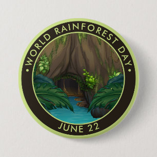 Werelddag van het regenwoud ronde button 7,6 cm