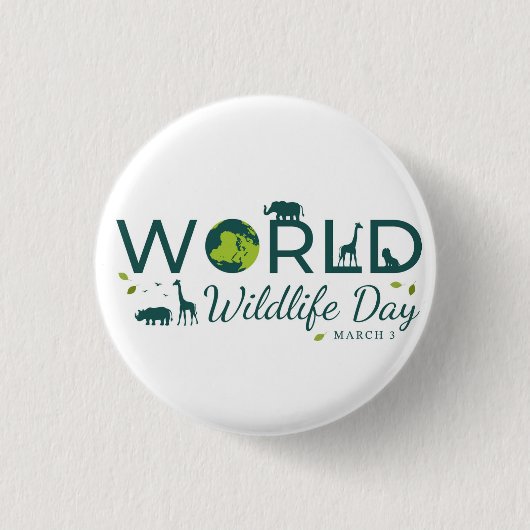 Werelddag van het wild ronde button 3,2 cm (Voorkant)