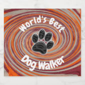 Werelden Beste Hond Walker Groovy Paw Print Puppy Bier Etiket (Enkel label)