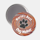 Werelden Beste Hond Walker Groovy Paw Print Puppy Magneet (Voorkant / Achterkant)