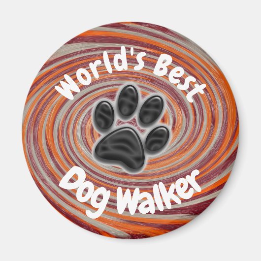 Werelden Beste Hond Walker Groovy Paw Print Puppy Magneet (Voorkant)