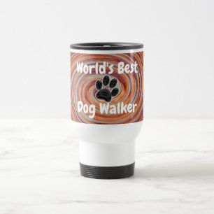 Werelden Beste Hond Walker Groovy Paw Print Puppy  Reisbeker