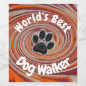 Werelden Beste Hond Walker Groovy Paw Print Puppy Wijn Etiket (Enkel label)