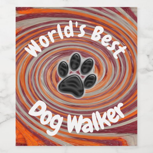 Werelden Beste Hond Walker Groovy Paw Print Puppy Wijn Etiket (Enkel label)