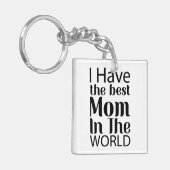 Werelden Beste Moeder Elegant Zwart-wit Script Sleutelhanger (Voorkant Links)