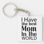 Werelden Beste Moeder Elegant Zwart-wit Script Sleutelhanger (Voorkant)