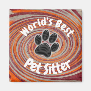 Werelden Beste Pet Sitter Groovy Paw Print Zorgver Magneet